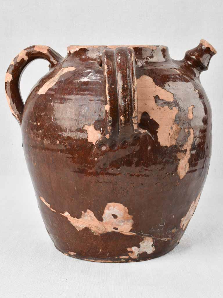 19th century Provencale oil pitcher 12½"