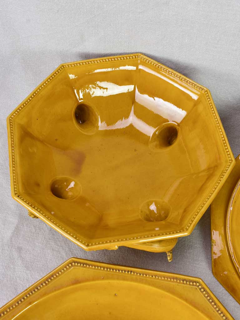 Exceptional antique French bouillabaisse soup tureen with orange glaze - Pichon Uzes