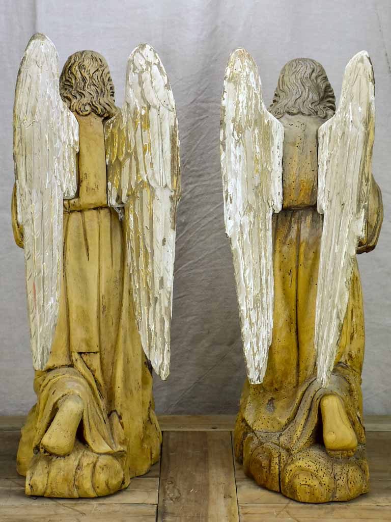 Pair of early 19th Century carved sculptures of angels