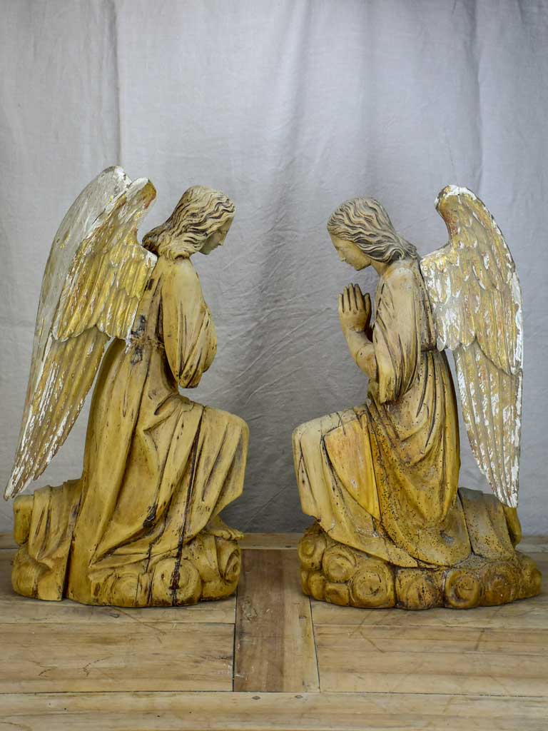Pair of early 19th Century carved sculptures of angels