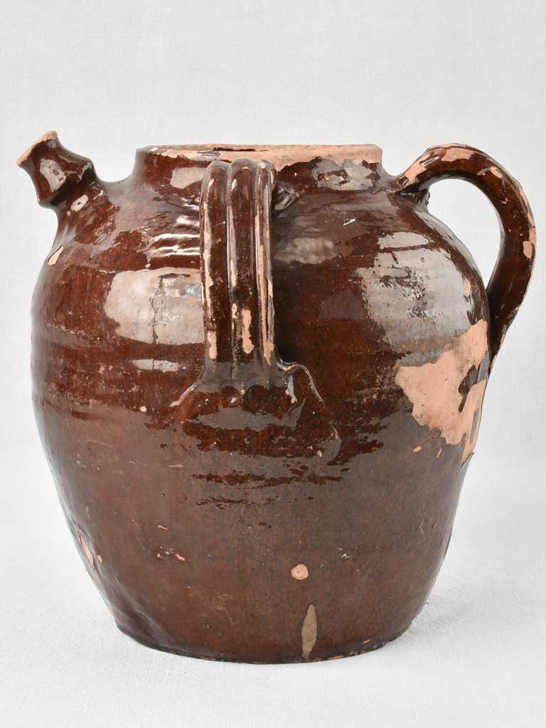 19th century Provencale oil pitcher 12½"