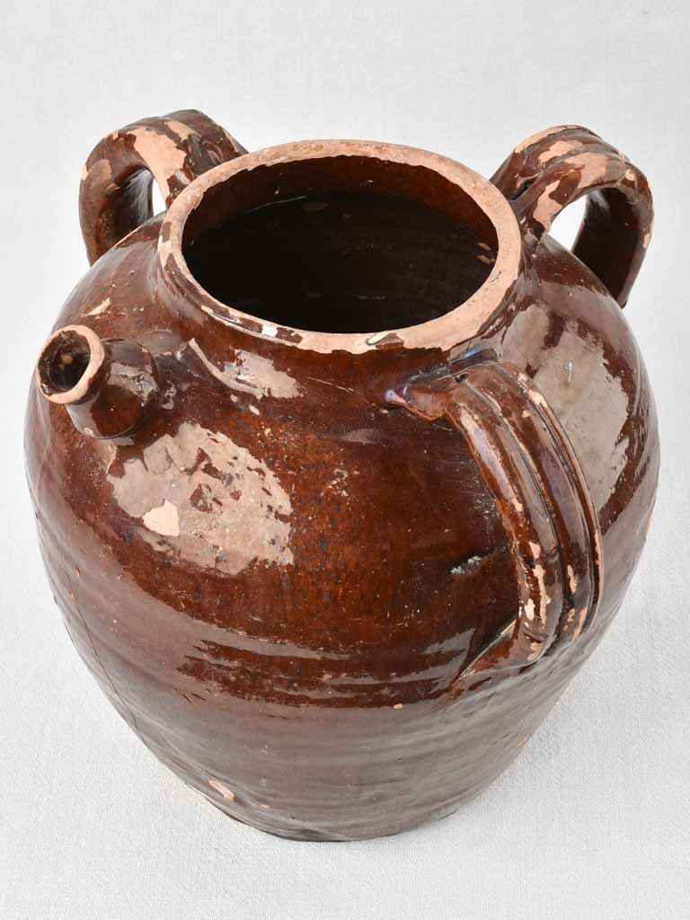 19th century Provencale oil pitcher 12½"