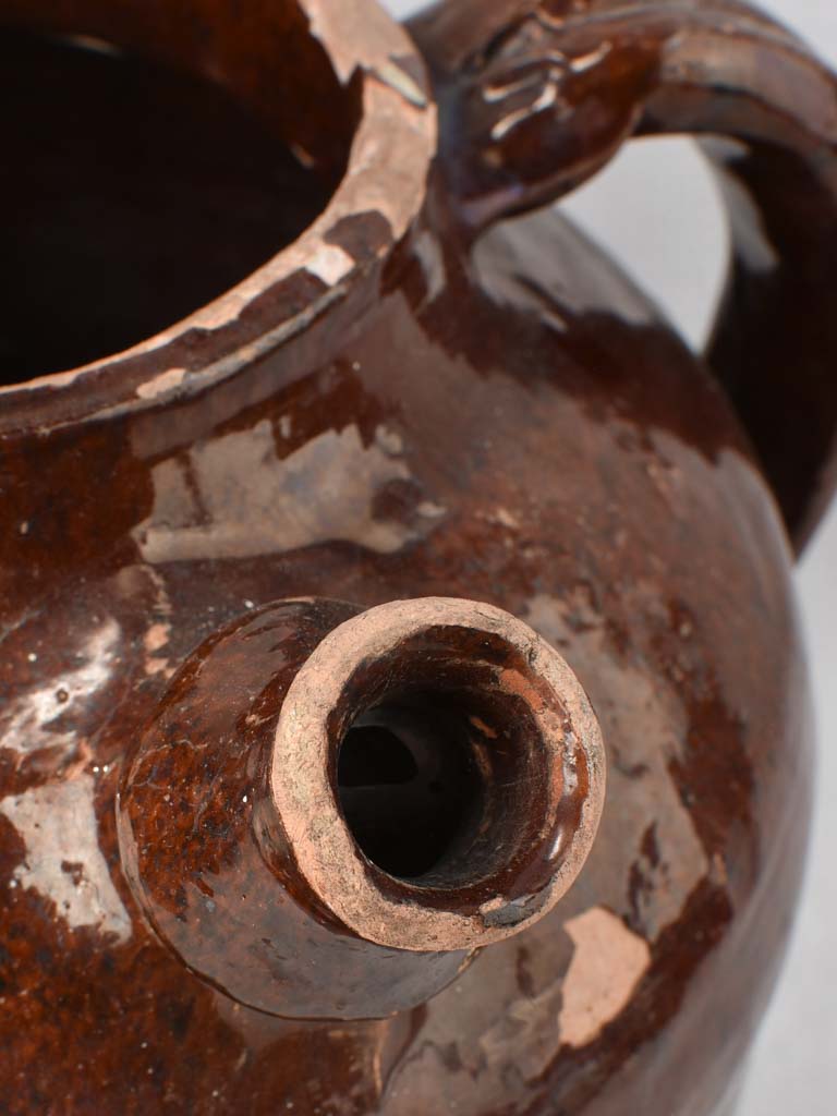 19th century Provencale oil pitcher 12½"