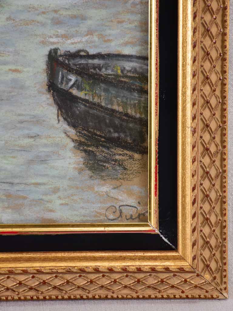 Sea port in Le Havre - pastel -signed by an unknown artist 23¾" x 28¼"