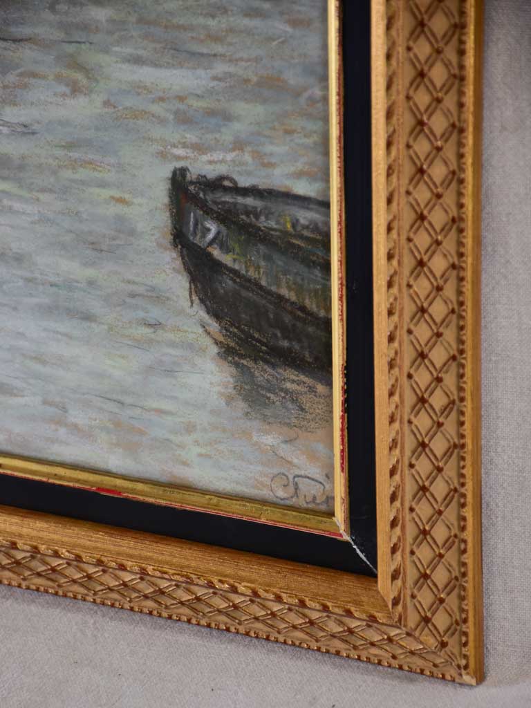 Sea port in Le Havre - pastel -signed by an unknown artist 23¾" x 28¼"