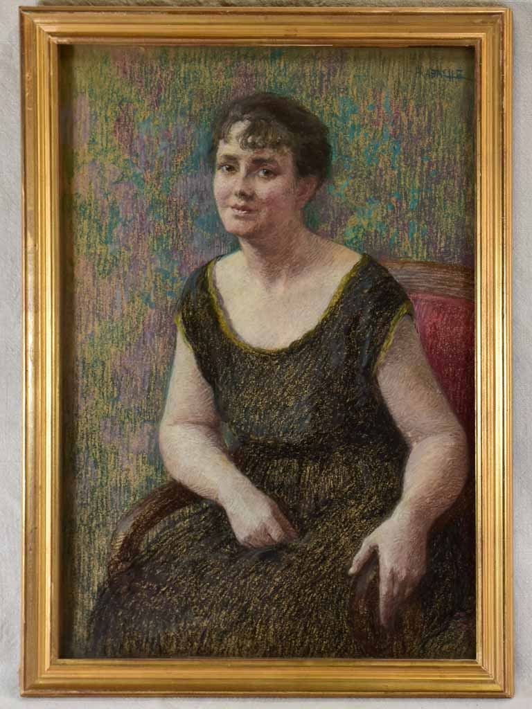 Antique pastel portrait by Hélène Girard-Rabaché