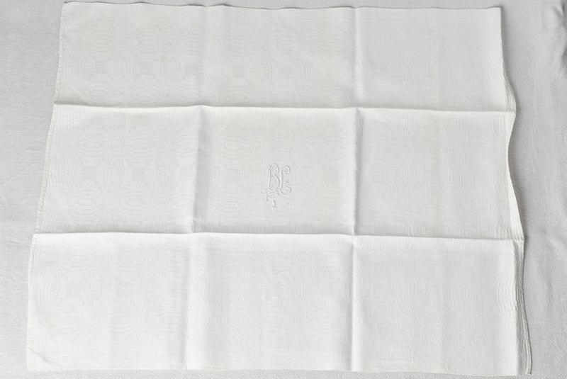 Set of 6 vintage Damask linen serviettes with BL monogram 26¾" x 33½"