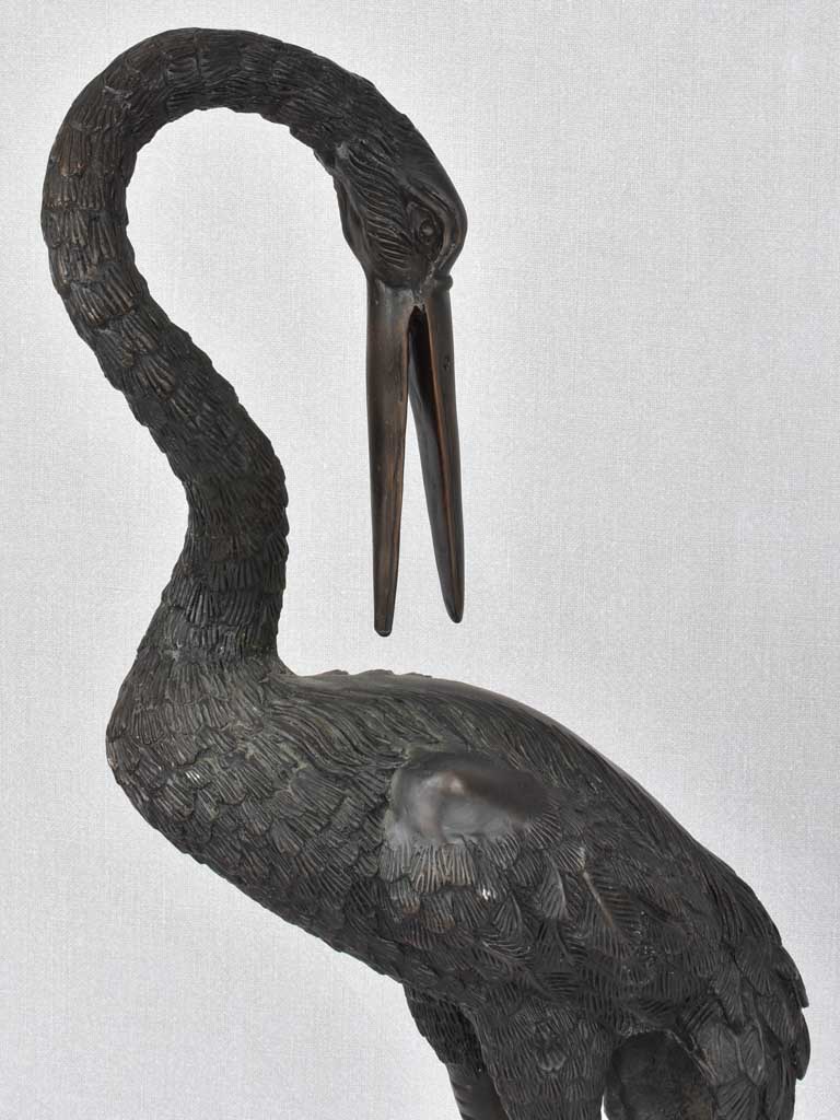 2 vintage bronze sculptures of herons 33½"