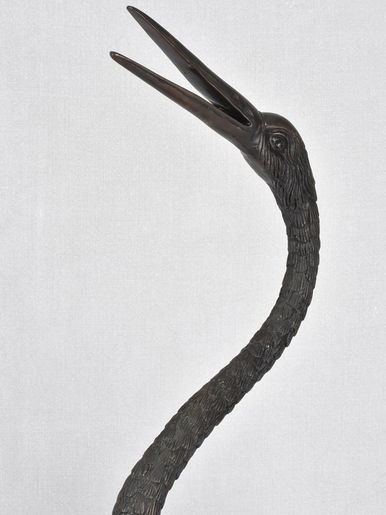 2 vintage bronze sculptures of herons 33½"