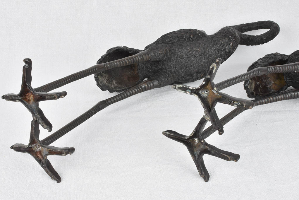 2 vintage bronze sculptures of herons 33½"