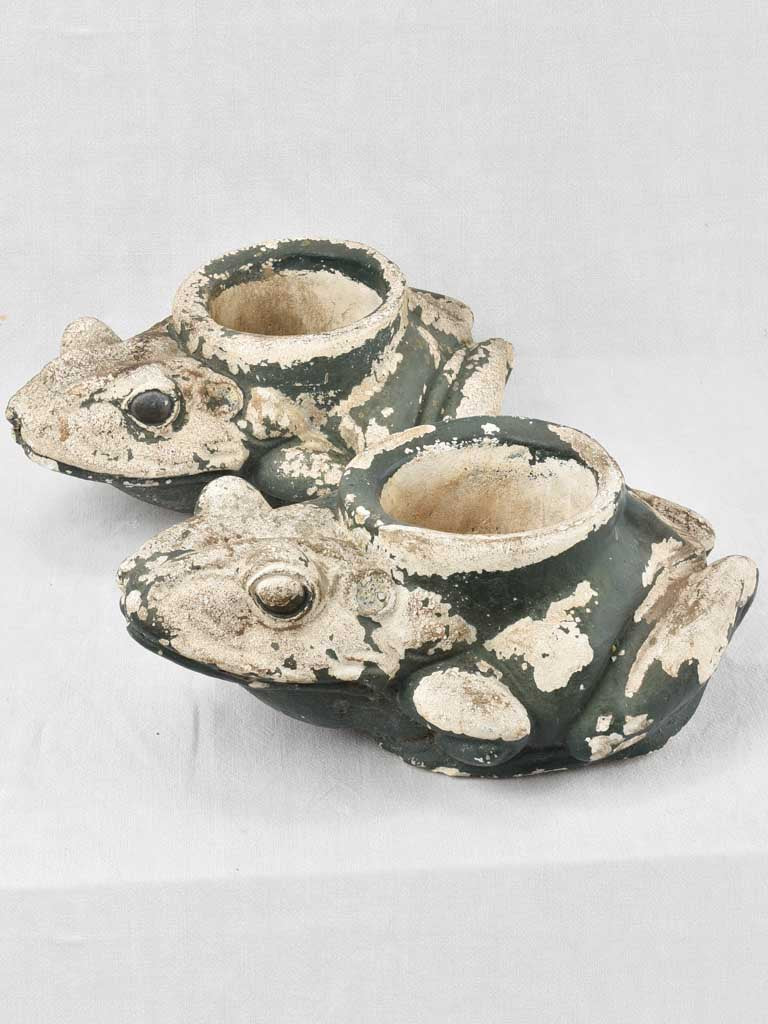 Pair of salvaged frog planters