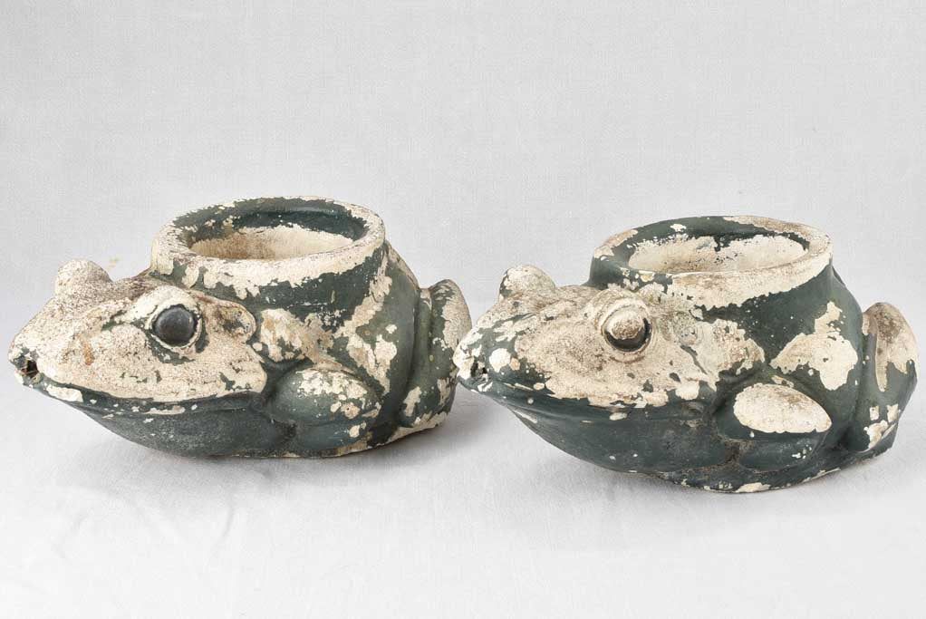 Pair of salvaged frog planters