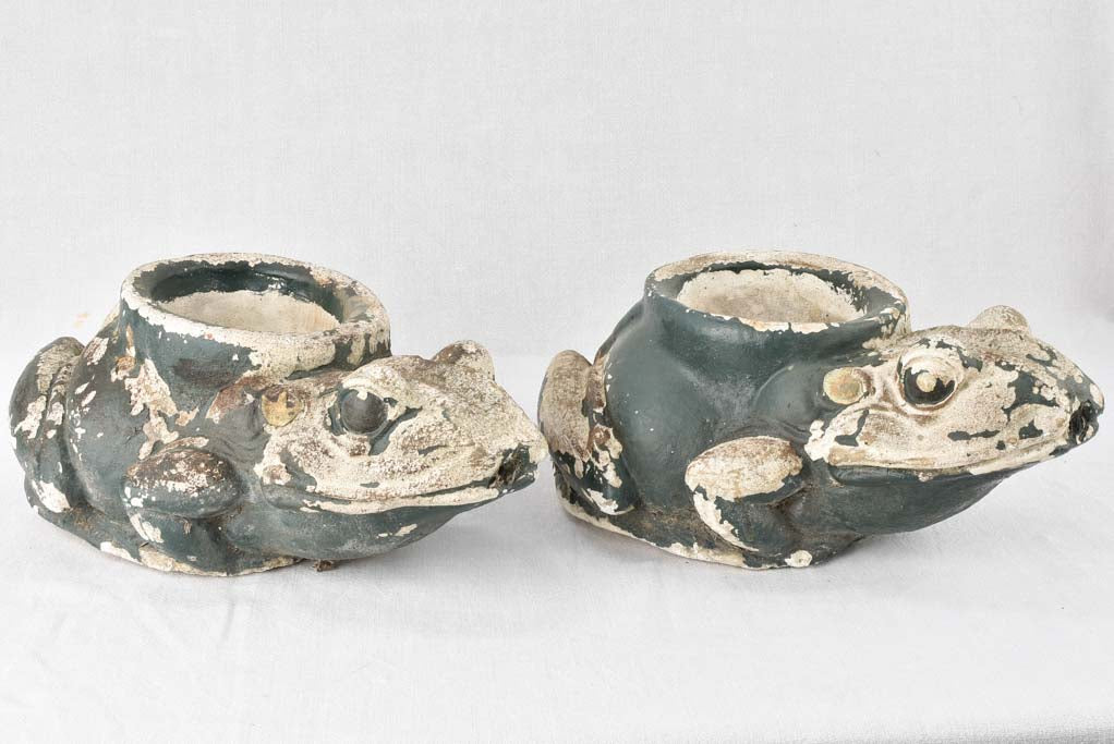 Pair of salvaged frog planters
