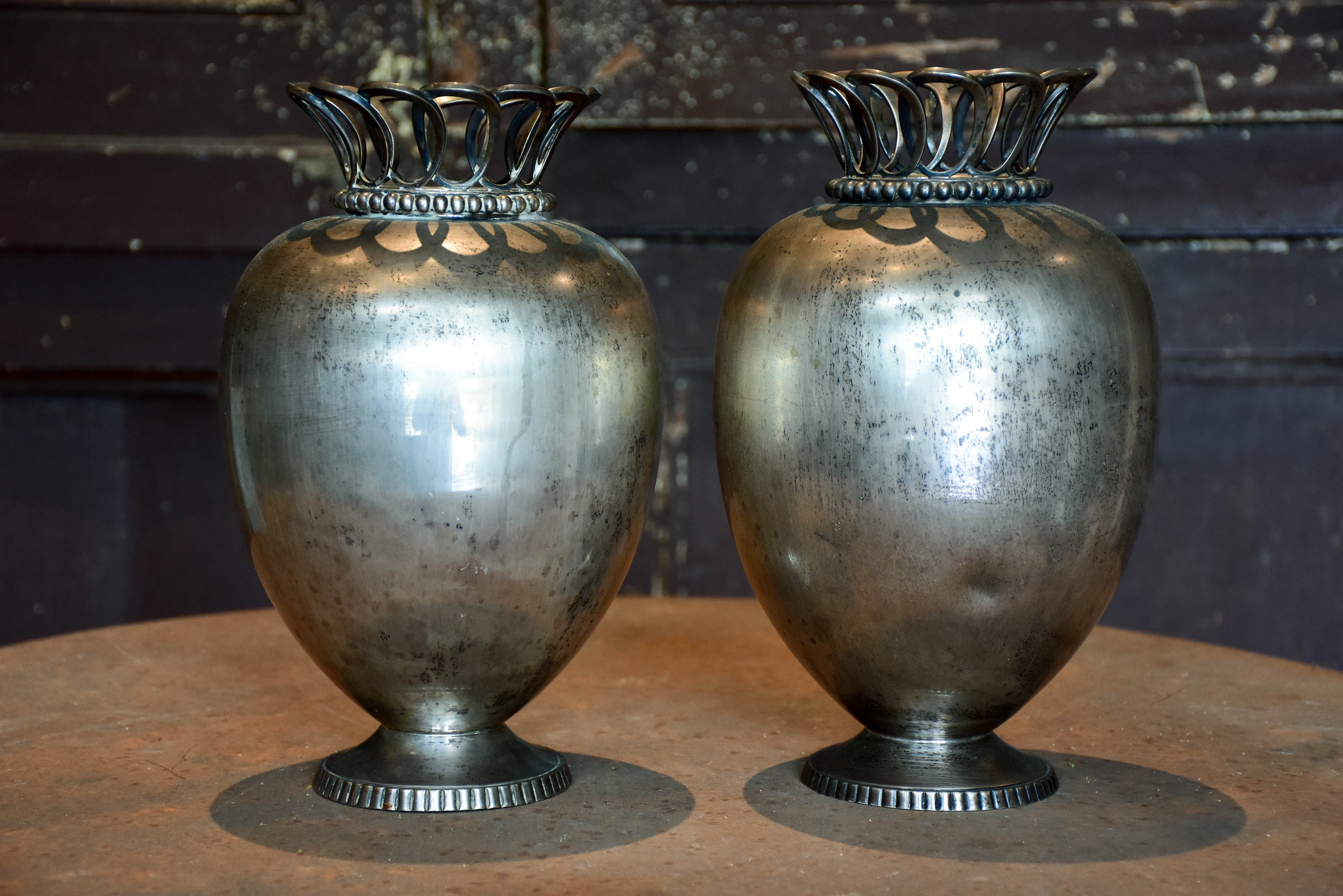 Pair of 19th century silver-plate French vases