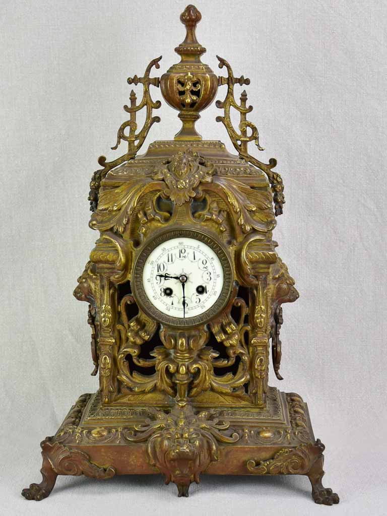 Napoleon III bronze mantle clock 22½"