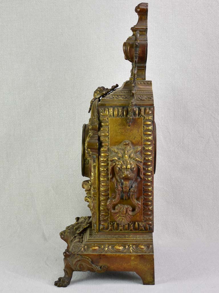 Napoleon III bronze mantle clock 22½"