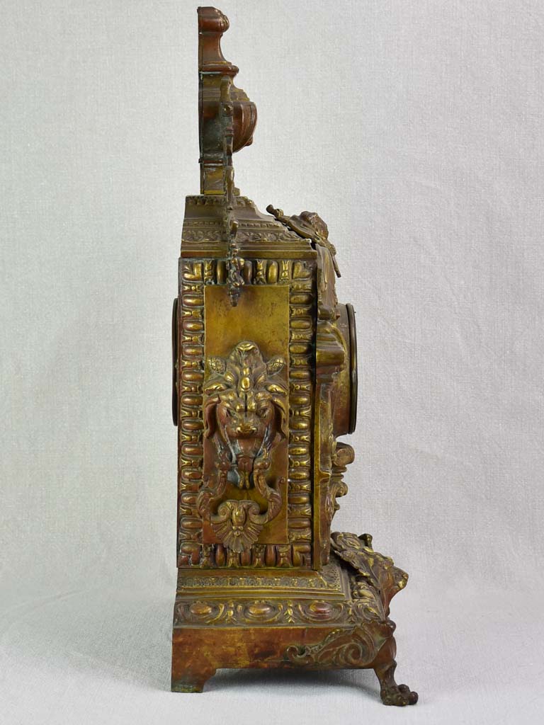Napoleon III bronze mantle clock 22½"