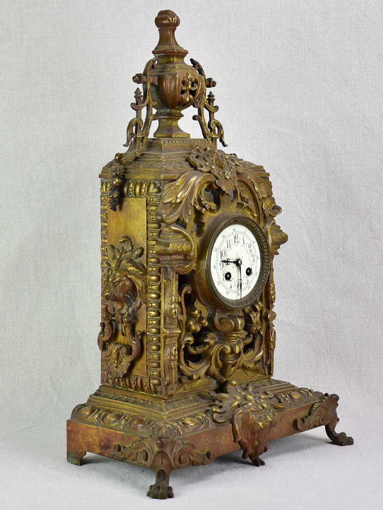 Napoleon III bronze mantle clock 22½"