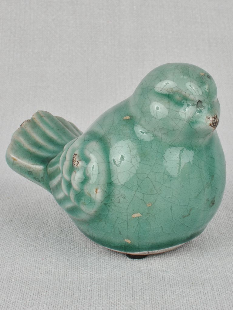 Collection of six blue and white ceramic birds