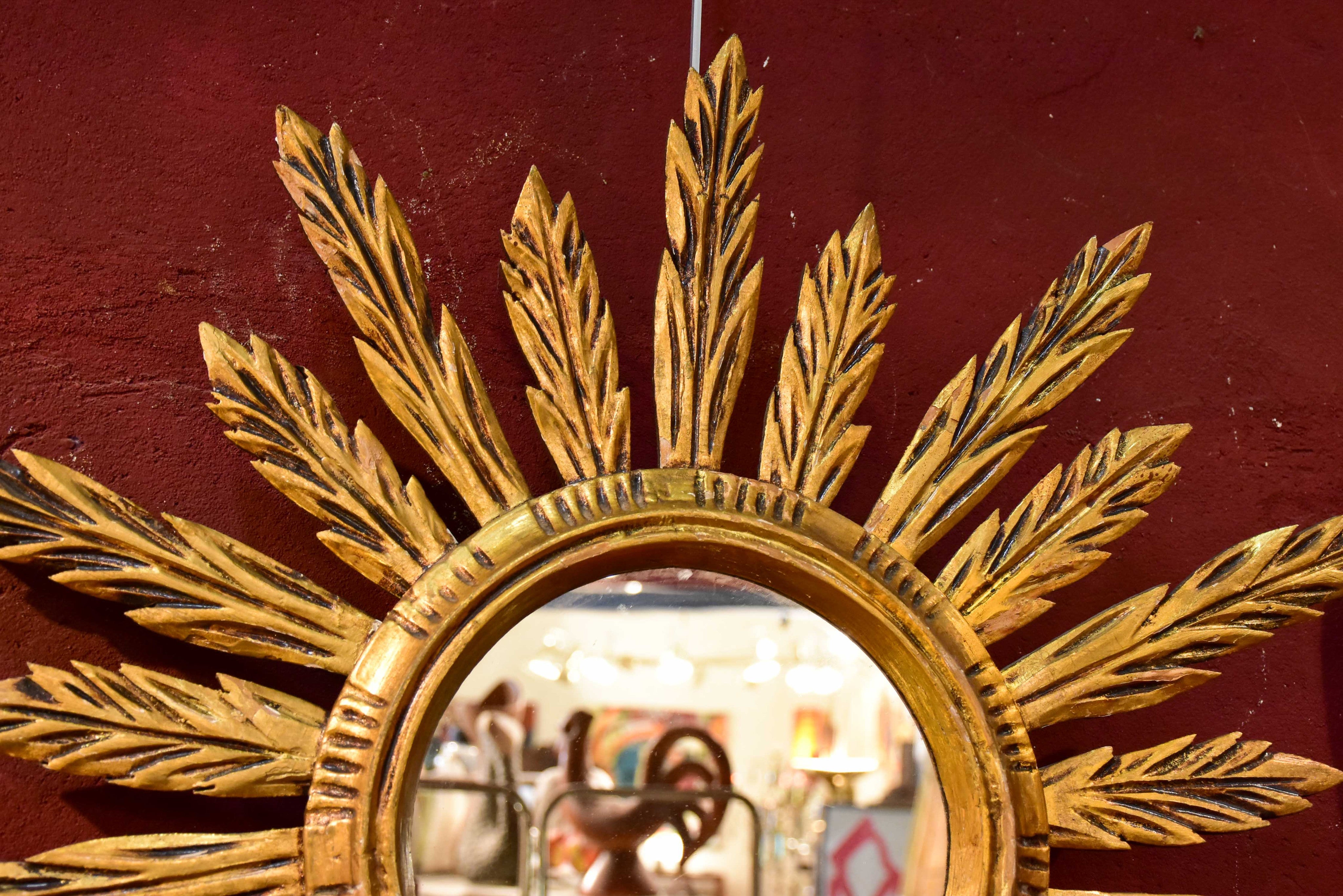 Early 20th century French giltwood sunburst mirror
