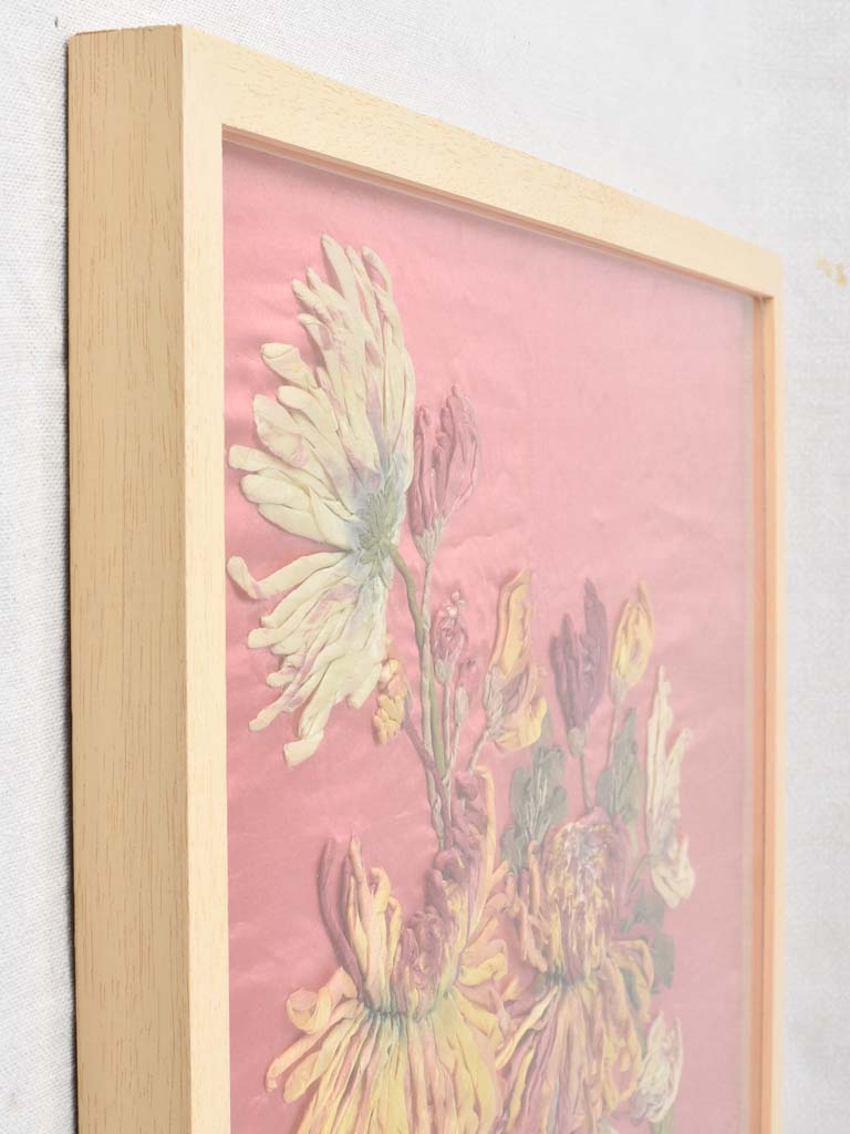 Provenance antique silk tapestry artwork reframed