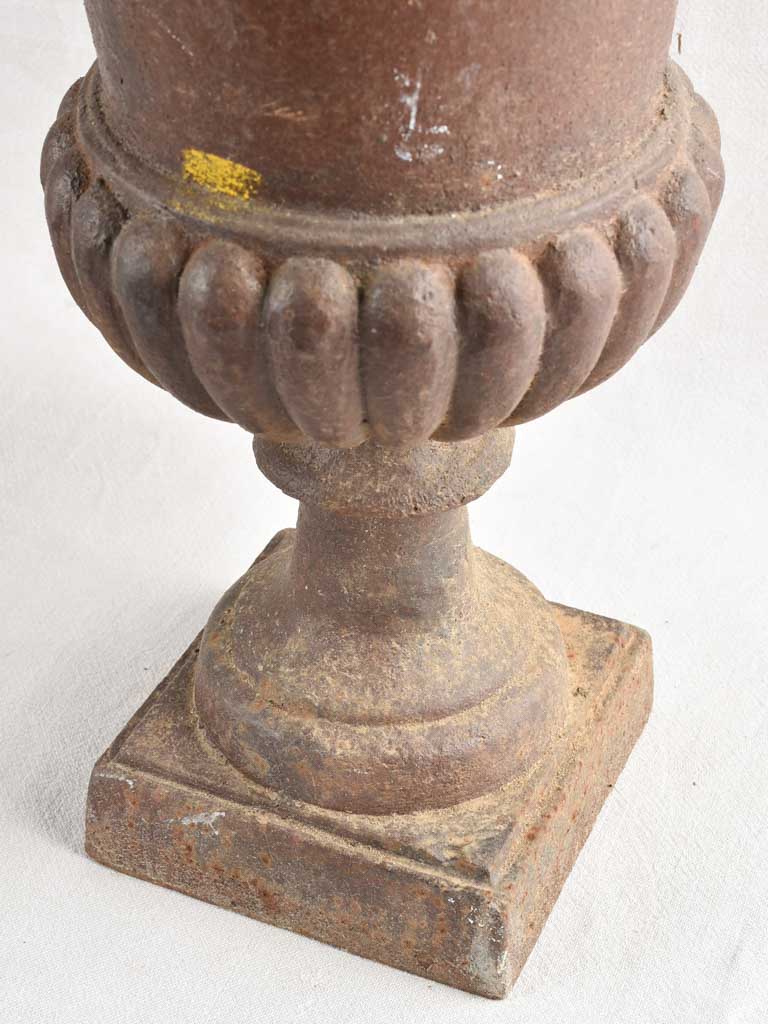 Pair of large antique cast iron Medici planters 25¼"