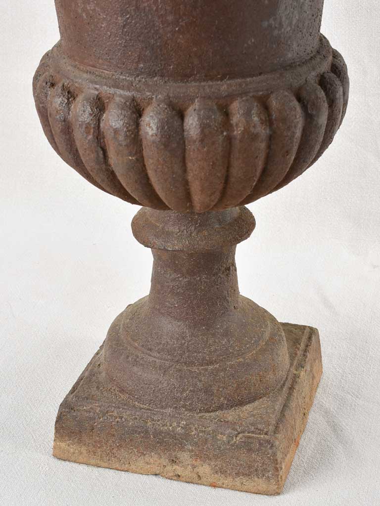 Pair of large antique cast iron Medici planters 25¼"