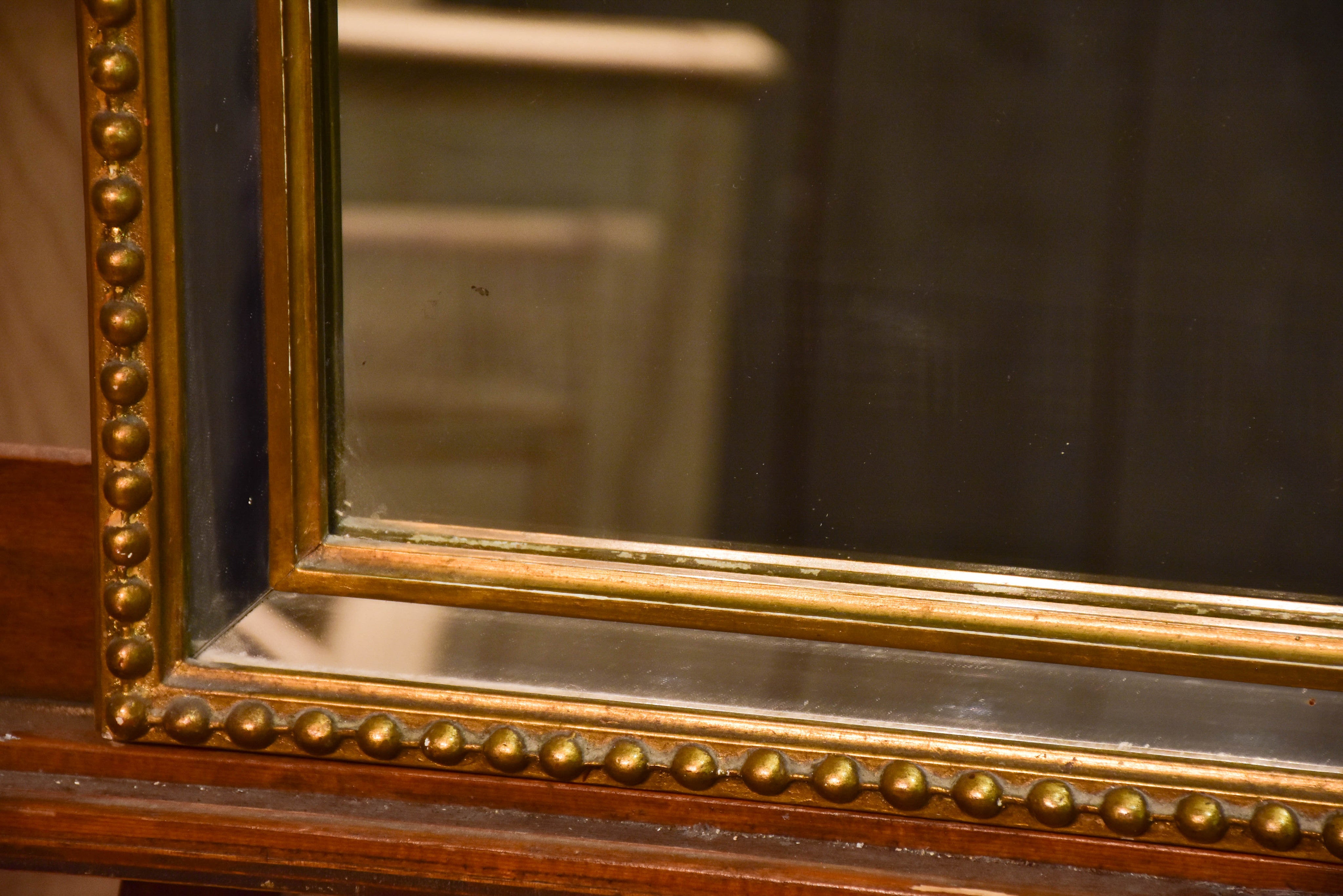 Late 19th century rectangular French mirror with large pearl border