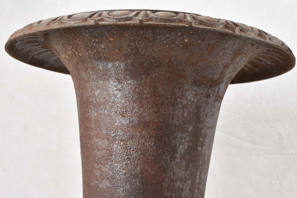 Pair of large antique cast iron Medici planters 25¼"