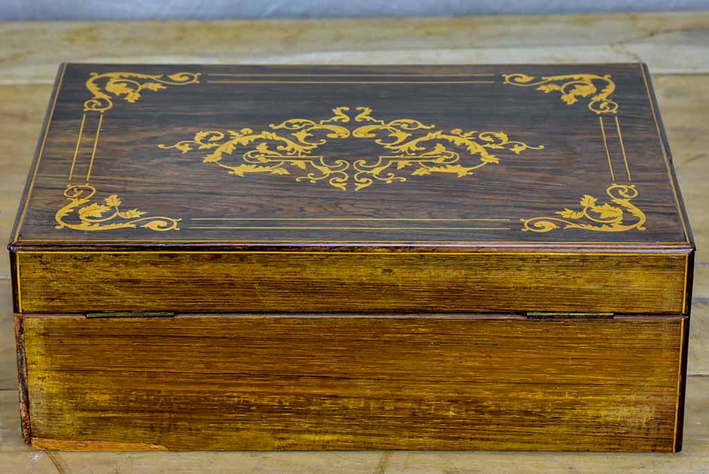 Antique French marquetry storage box