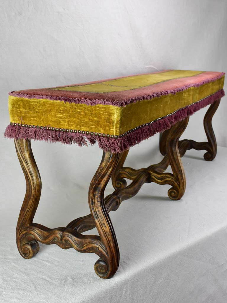 Early twentieth century upholstered bench seat from a theater 51½"