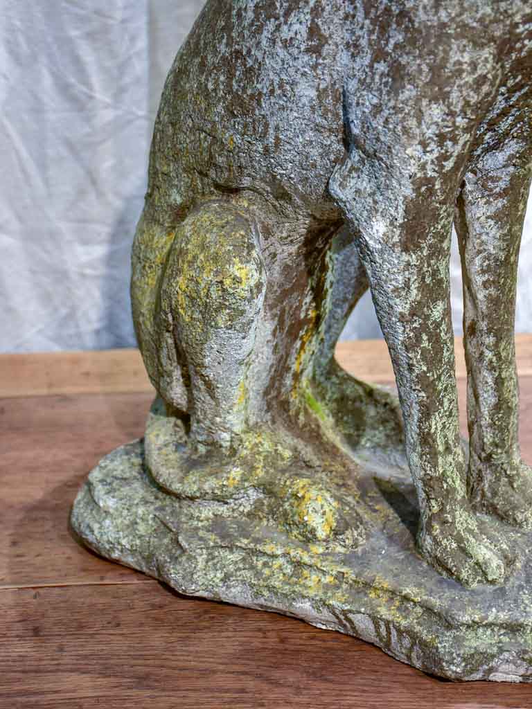 Mid century French garden sculpture of a greyhound