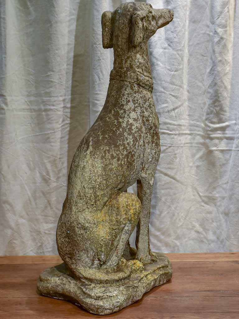 Mid century French garden sculpture of a greyhound