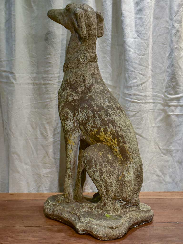 Mid century French garden sculpture of a greyhound