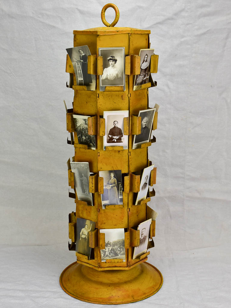Mid century seed display with yellow patina 29½"