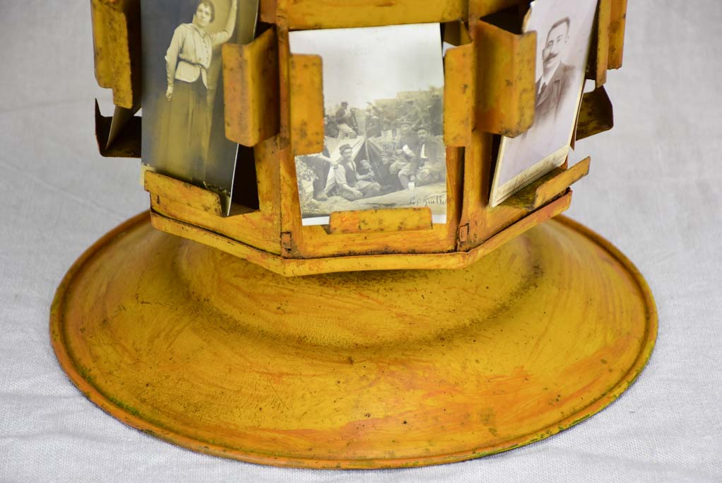 Mid century seed display with yellow patina 29½"