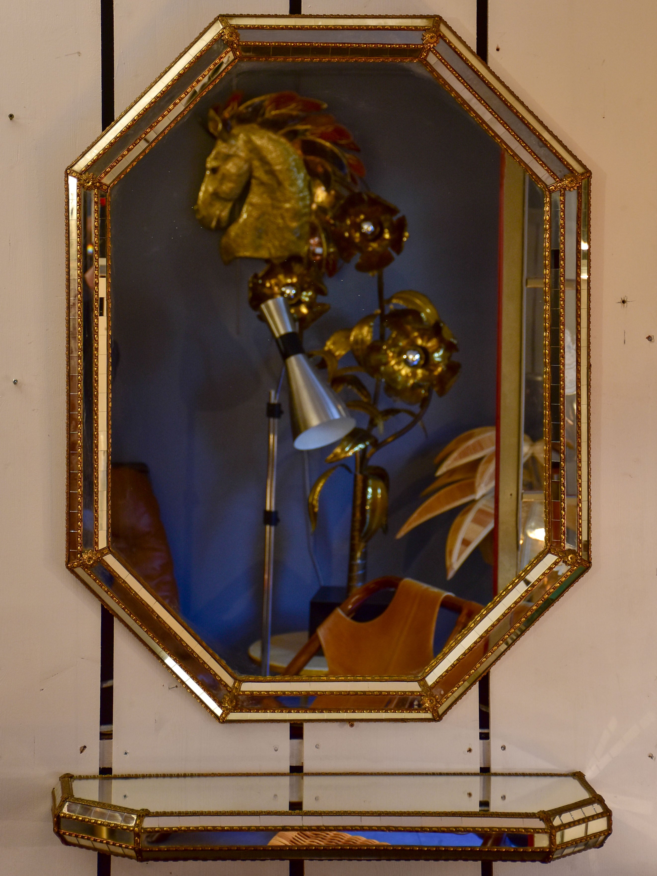 Vintage French mirror with matching console 39” x 30”