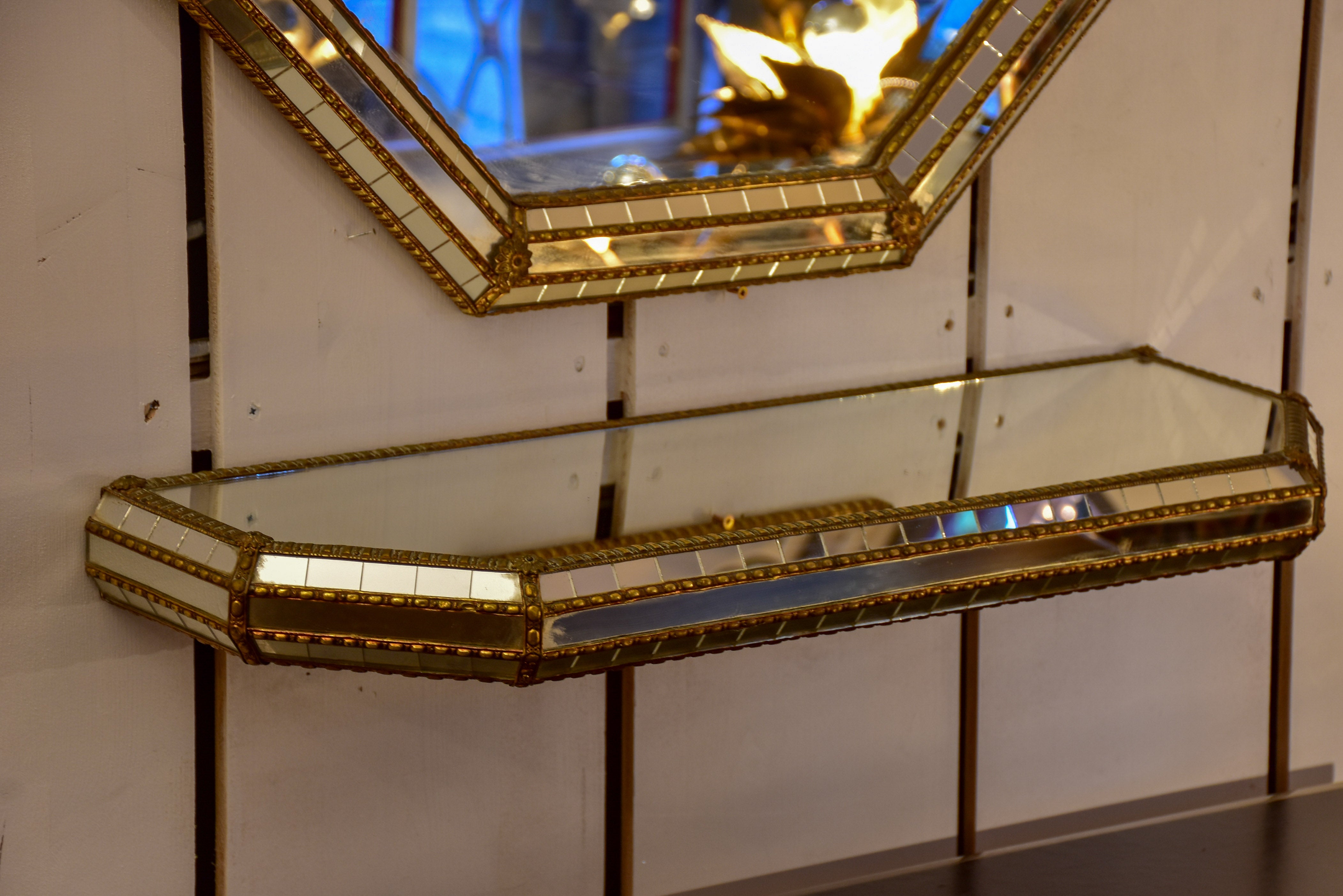 Vintage French mirror with matching console 39” x 30”