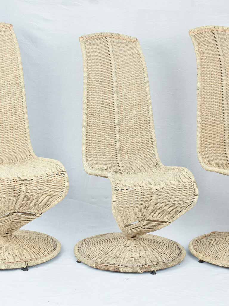 Set of four Italian banana leaf chairs attributed to Martio Cecci