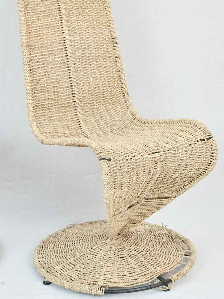 Set of four Italian banana leaf chairs attributed to Martio Cecci