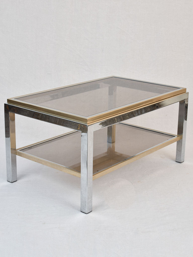 Stylish Willy Rizzo smokey glass table