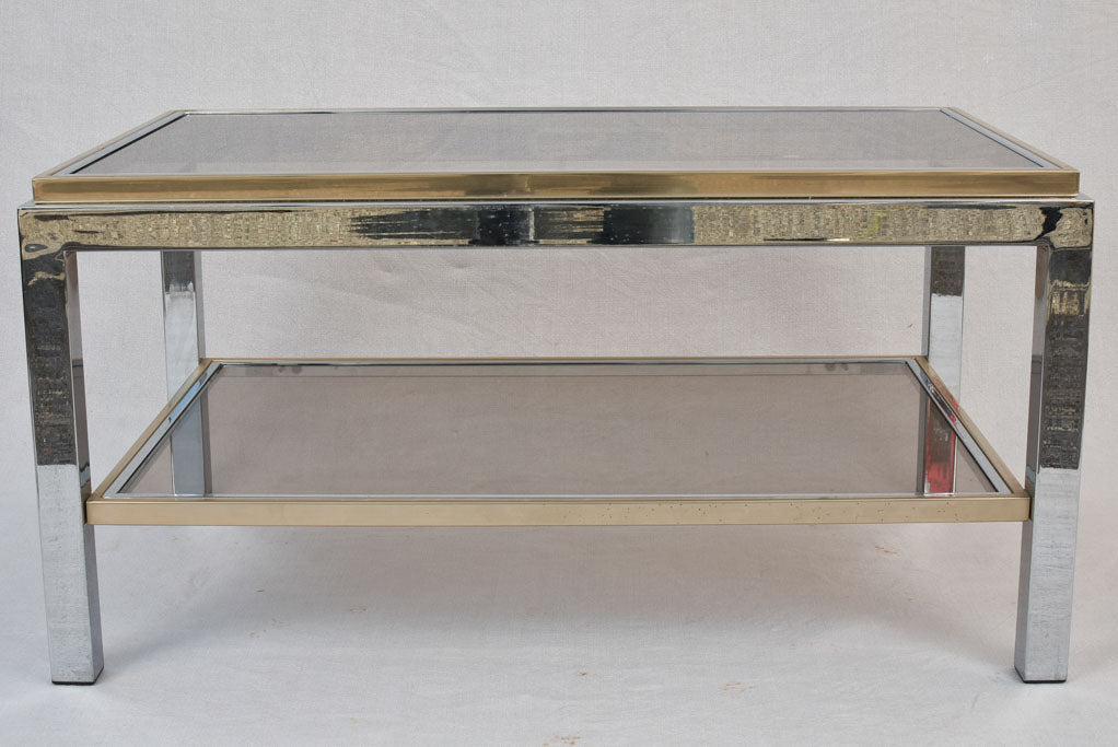 Stylish smokey table brass finish