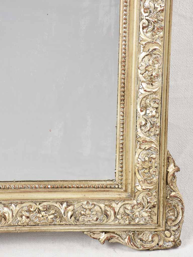 Large Napoleon III silver mirror w/ angel crest 63" x 37"