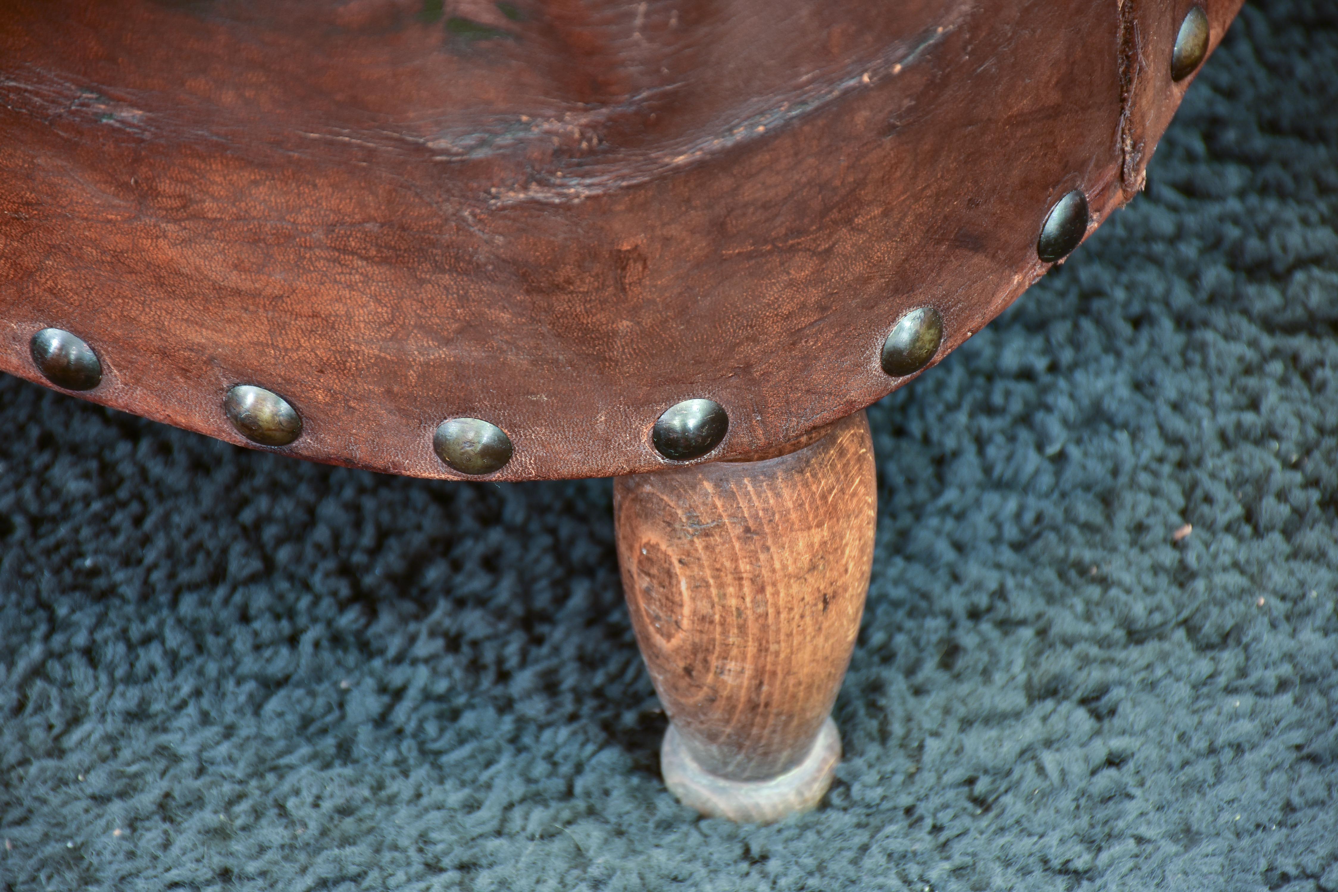 Antique French leather club chair