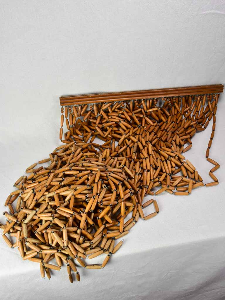 1970's French wooden bead curtain 29½" x 112¼"