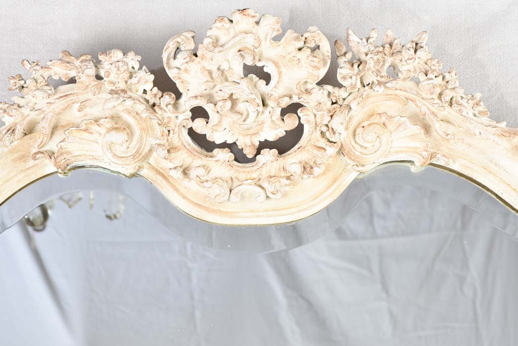 Large Napoleon III mirror with white patina 61½" x 38¼"