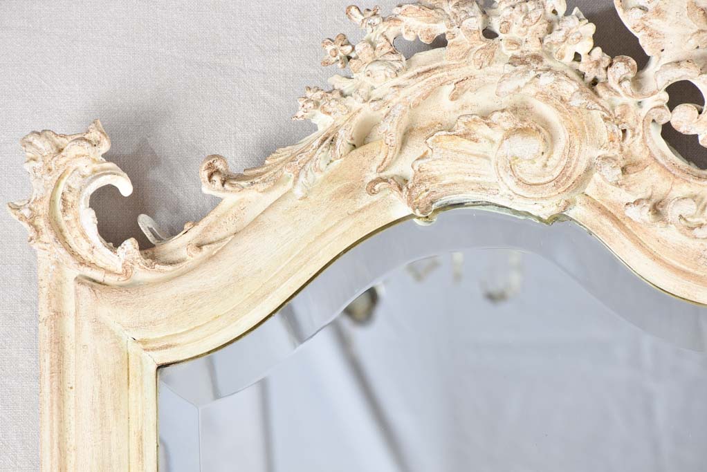 Large Napoleon III mirror with white patina 61½" x 38¼"