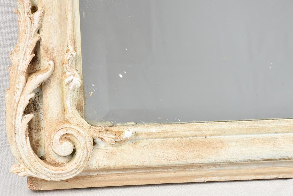 Large Napoleon III mirror with white patina 61½" x 38¼"