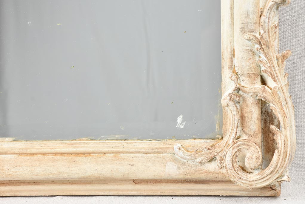 Large Napoleon III mirror with white patina 61½" x 38¼"