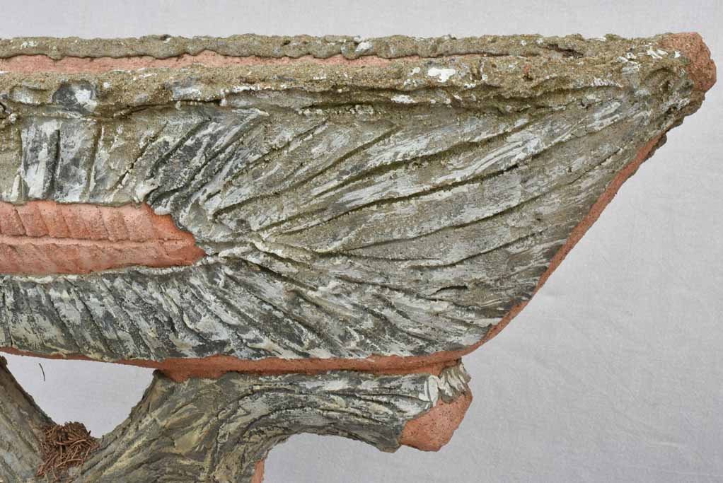 Two faux bois vintage garden planters